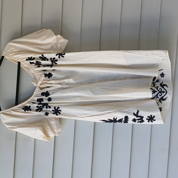Free People Cream Dress with Black Floral Embroidery and Pockets, P2P 18 - Picture 9 of 9